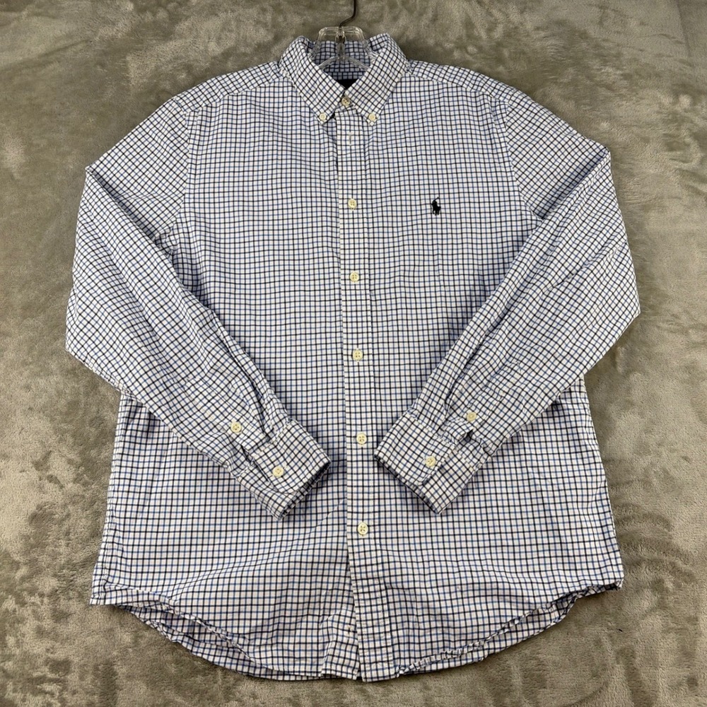 Ralph Lauren Button-Down Boys XL Natural Stretch Blue Check